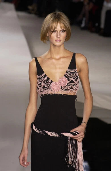 chanel 03P NWT $8,980 ICONIC MOST WANTED BEADED RUNWAY MAXI DRESS BLACK 36 38