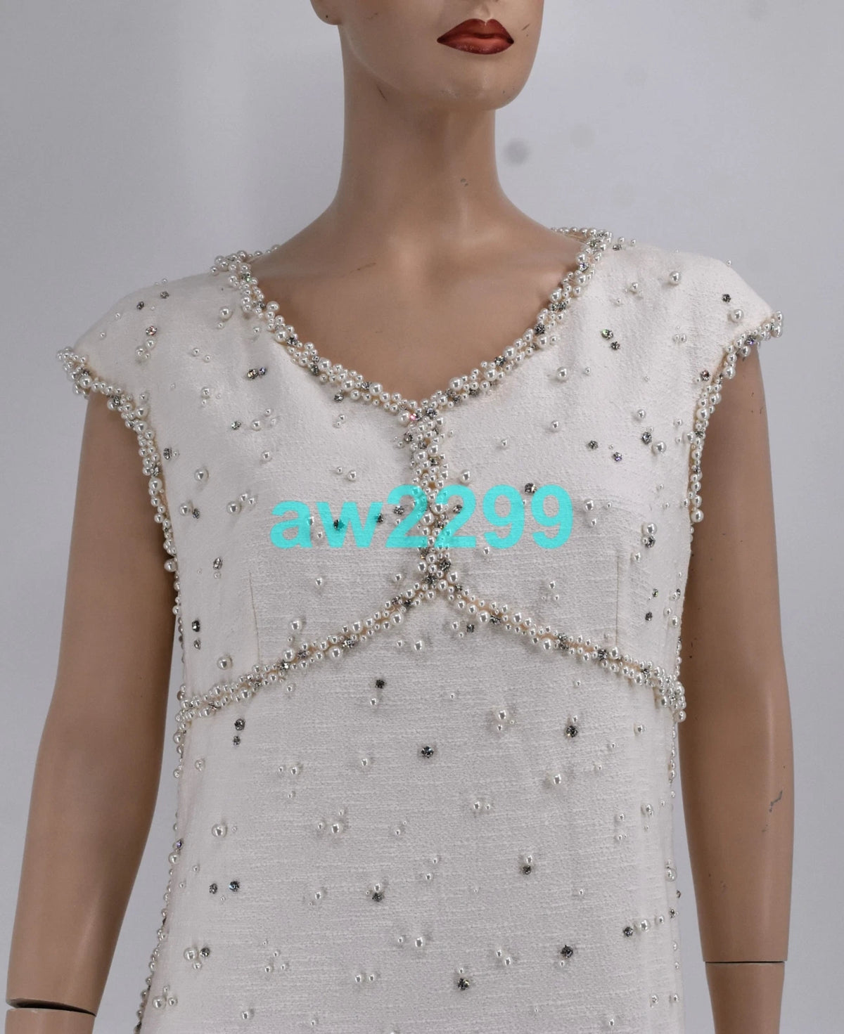 Chanel Rare Most Wanted Faux Pearls & Crystal Embellished Runway Dress Fr 42 New