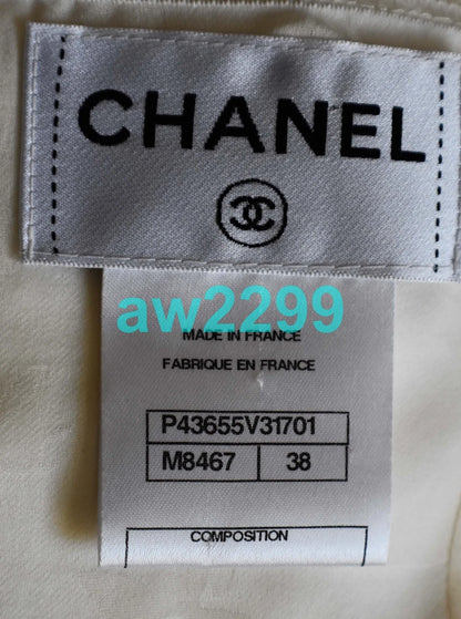 CHANEL Embellished Sleeveless Runway Dress Ivory 38 Cc Logo