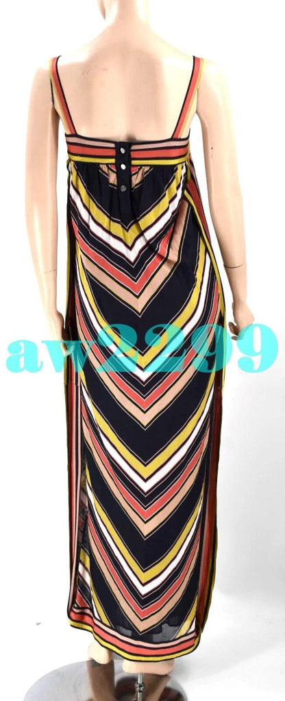 Chanel 08C 2008 Runway Maxi Striped Dress Hard To Find Fr 36 38 Multi New