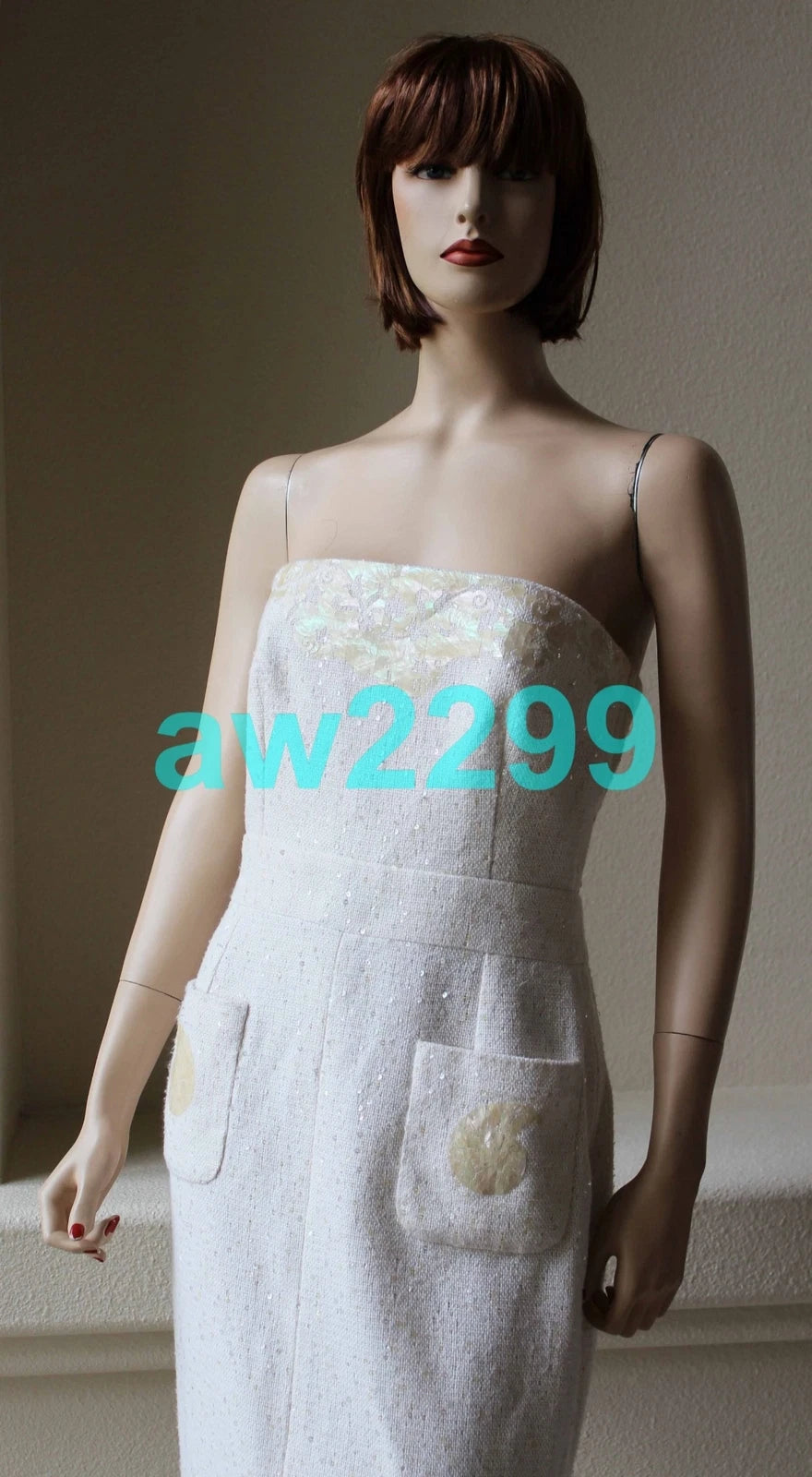 CHANEL Embellished Sleeveless Runway Dress Ivory 38 Cc Logo