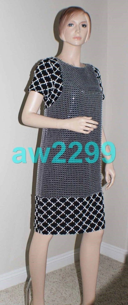 CHANEL 09P SEQUINS RUNWAY TWEED DRESS 38 NEW